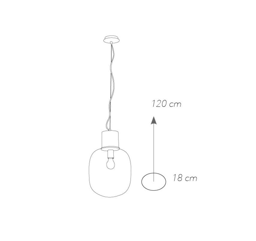 Sospensione in vetro trasparente struttura metallo cromo 1XE27 non incl. D.18cm FELLINI Sospensione in vetro trasparente struttura metallo cromo 1XE27 non incl. D.18cm FELLINI